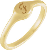 14K Yellow Round Petite Signet Ring