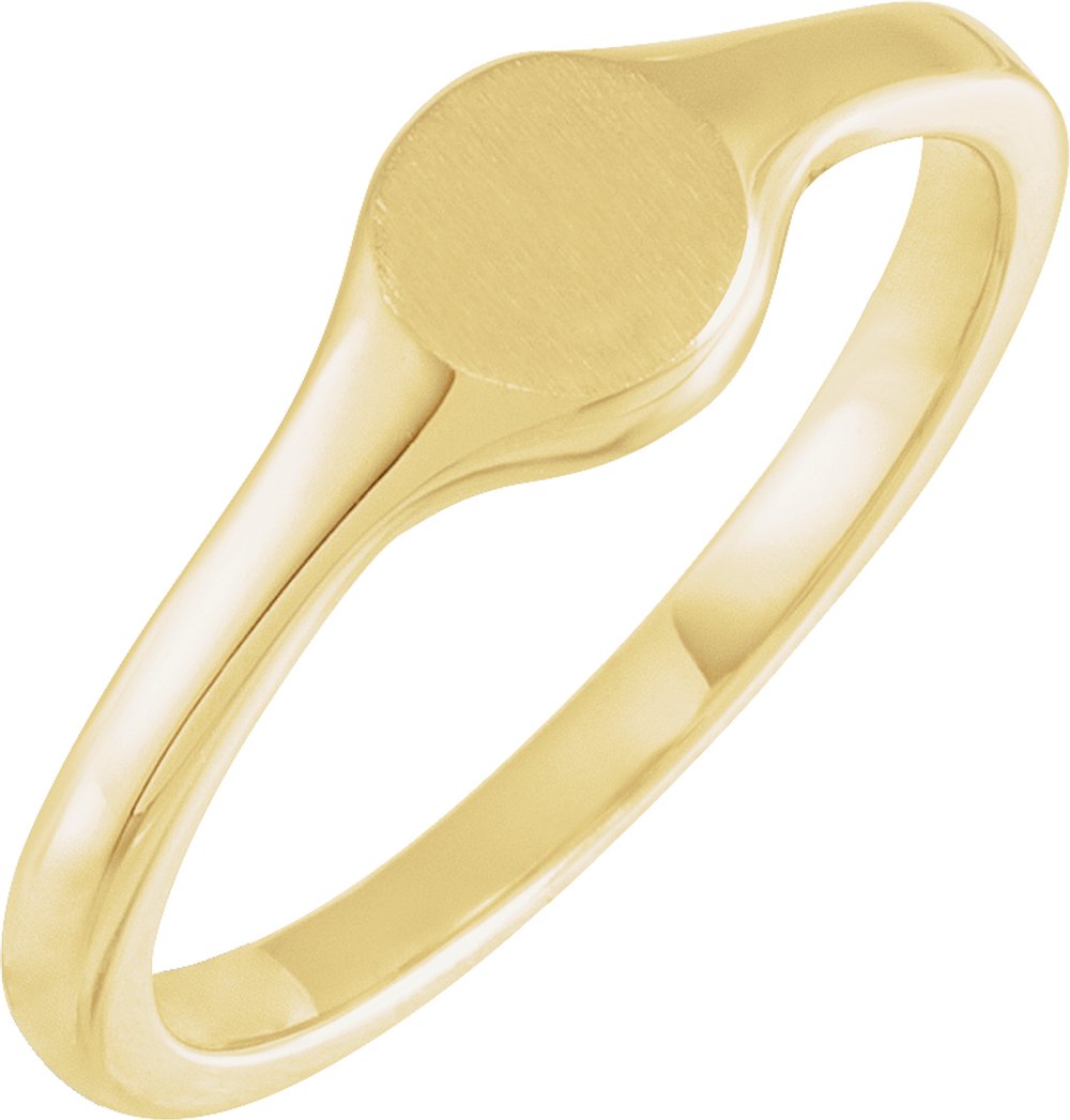 14K Yellow Round Petite Signet Ring