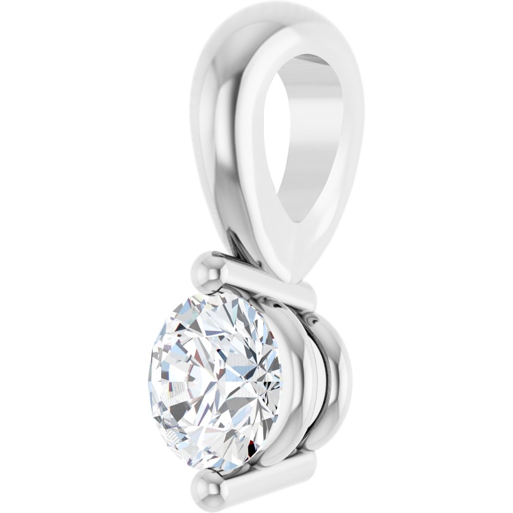 14K White 1/10 CT Lab-Grown Diamond Pendant