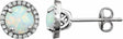 Sterling Silver Lab-Grown White Opal & 1/8 CTW Lab-Grown Diamond Birthstone Earrings