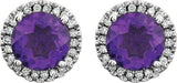14K White Gold Natural Amethyst & 1/8 CTW Natural Diamond Earrings