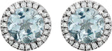 14K White Natural Aquamarine & 1/8 CTW Natural Diamond Earrings