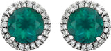 14K White Lab-Grown Emerald & 1/8 CTW Natural Diamond Earrings