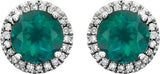 14K White Gold Lab-Grown Emerald & 1/8 CTW Natural Diamond Earrings