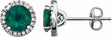 14K White Gold Lab-Grown Emerald & 1/8 CTW Natural Diamond Earrings