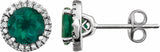 14K White Gold Lab-Grown Emerald & 1/8 CTW Natural Diamond Earrings