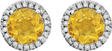 14K White Gold Natural Citrine & 1/8 CTW Natural Diamond Earrings