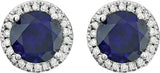 14K White Lab-Grown Blue Sapphire & 1/8 CTW Natural Diamond Earrings