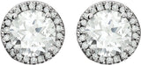 14K White Lab-Grown White Sapphire & 1/8 CTW Natural Diamond Earrings