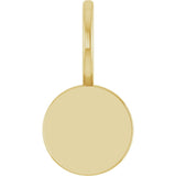 14K Yellow Gold Engravable Disc Charm/Pendant 