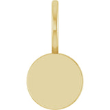 14K Yellow Engravable Disc Charm/Pendant 