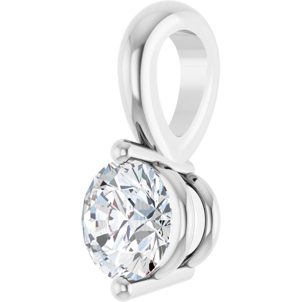 14K White 1/5 CT Natural Diamond Pendant