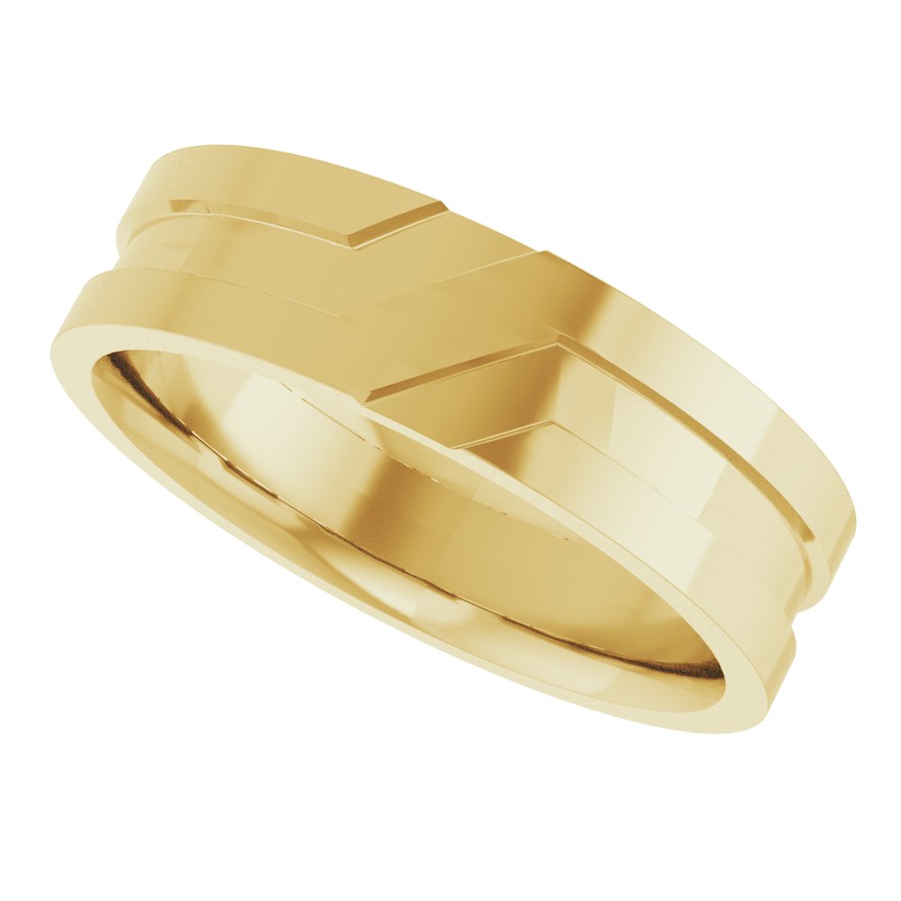 14K Yellow Gold 6 mm Grooved Comfort-Fit Flat Band