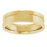 14K Yellow Gold 6 mm Grooved Comfort-Fit Flat Band