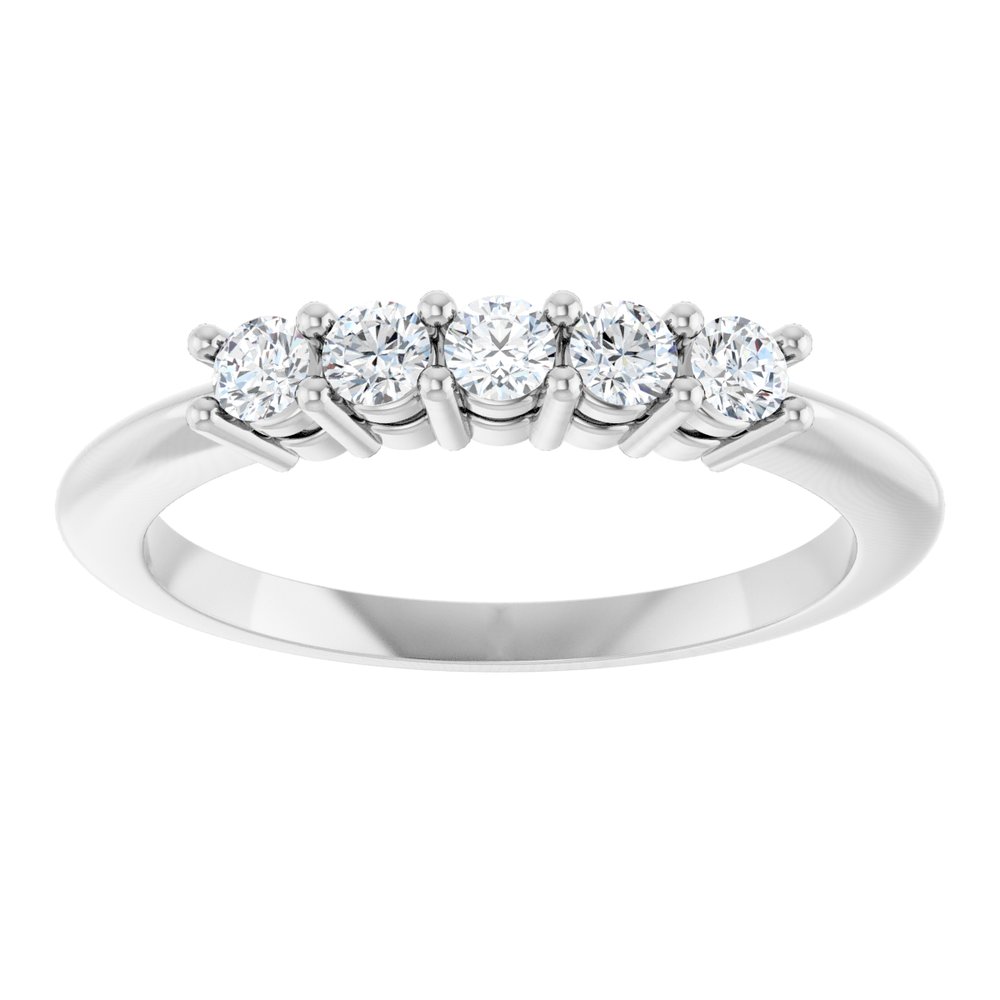 14K White 1/3 CTW Natural Diamond Five-Stone Anniversary Band