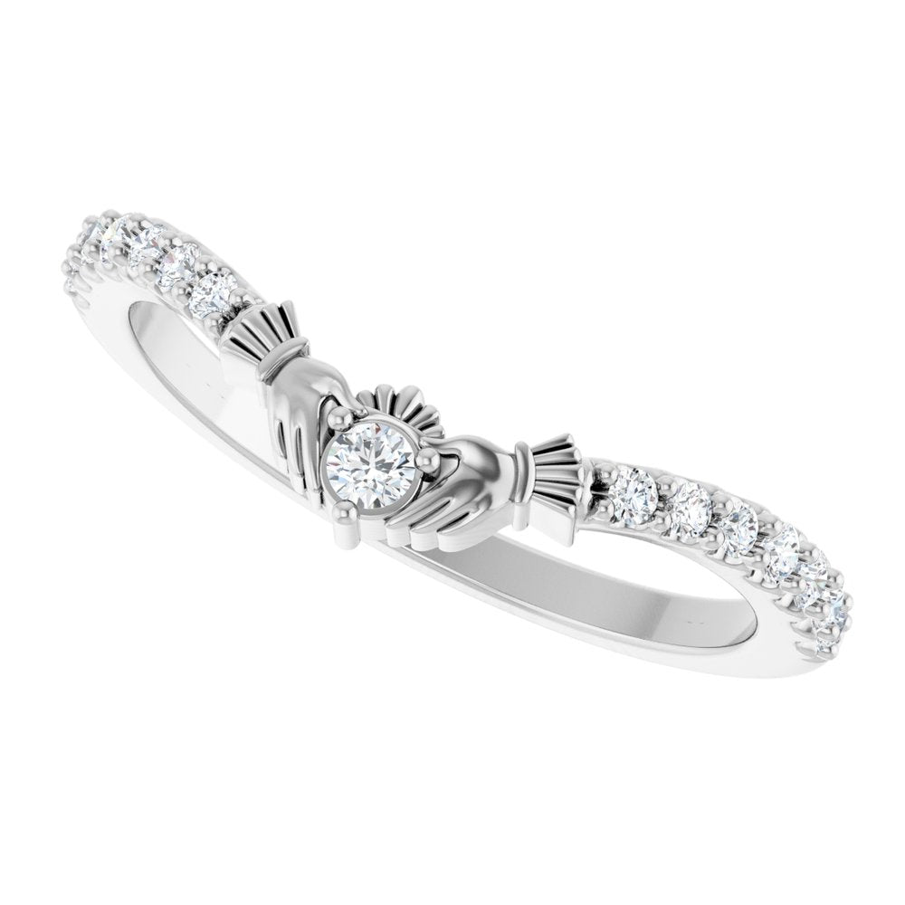 14K White 1/5 CTW Lab-Grown Diamond Claddagh Contour Band