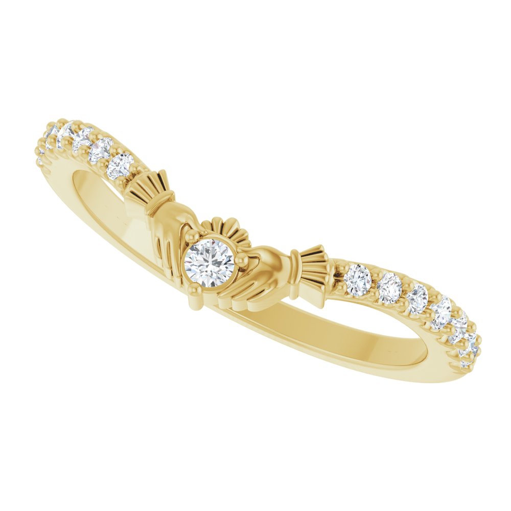 14K Yellow 1/5 CTW Lab-Grown Diamond Claddagh Contour Band