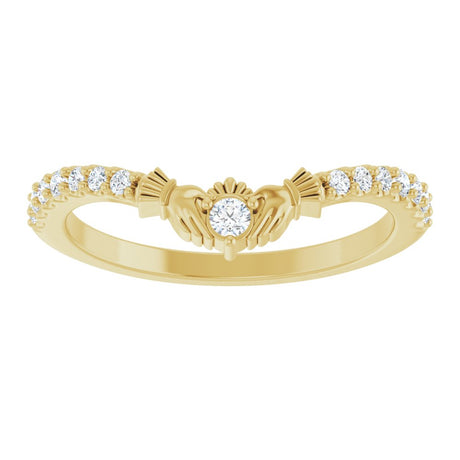 14K Yellow 1/5 CTW Lab-Grown Diamond Claddagh Contour Band