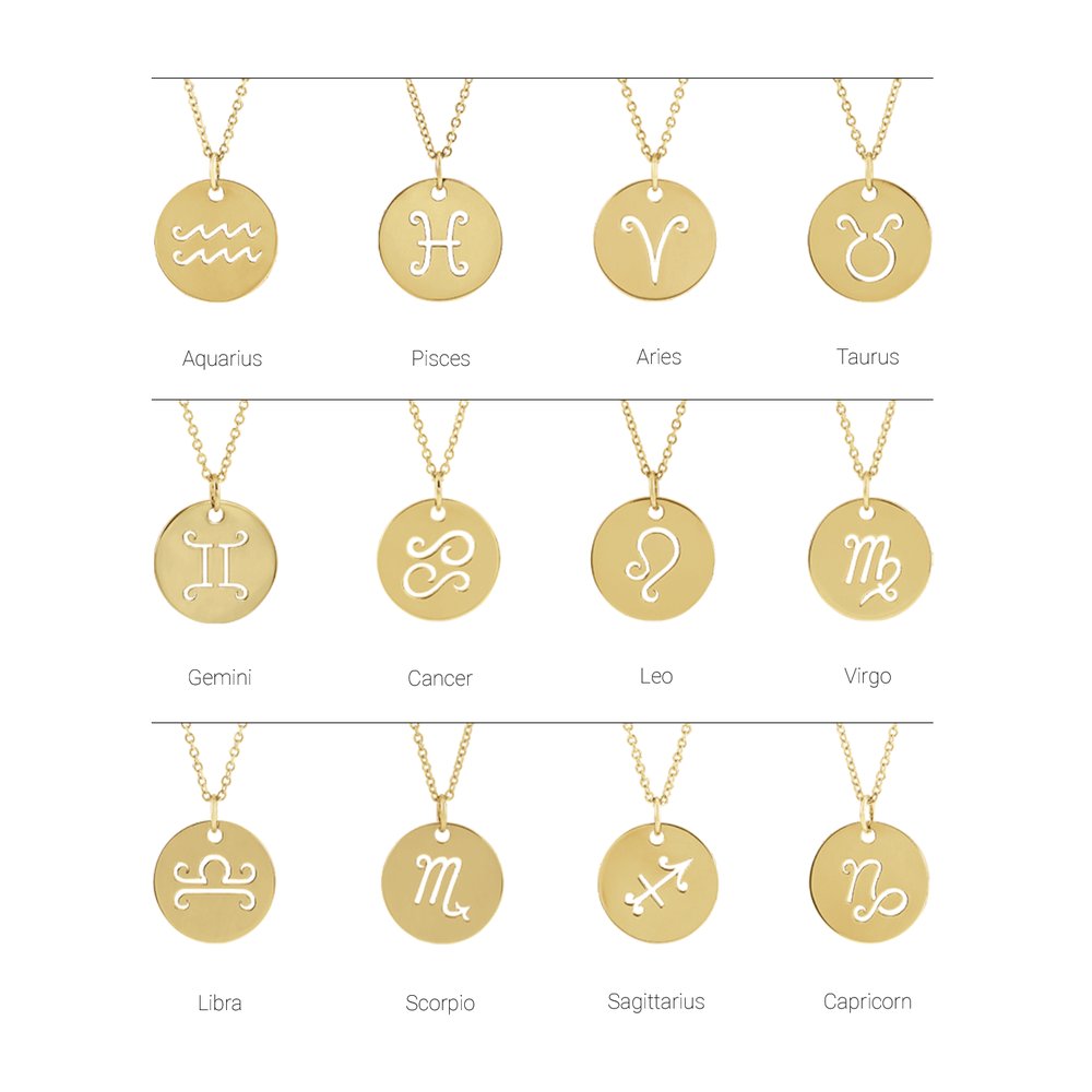 14K White Cancer Zodiac Disc 16-18" Necklace