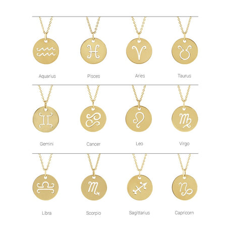 14K White Gold Aries Zodiac Disc 16-18" Necklace