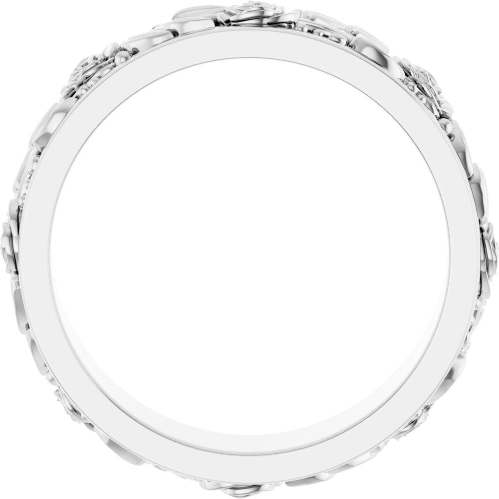 Sterling Silver 7 mm Floral Flat Band Size 10