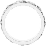 Sterling Silver 7 mm Floral Flat Band Size 10