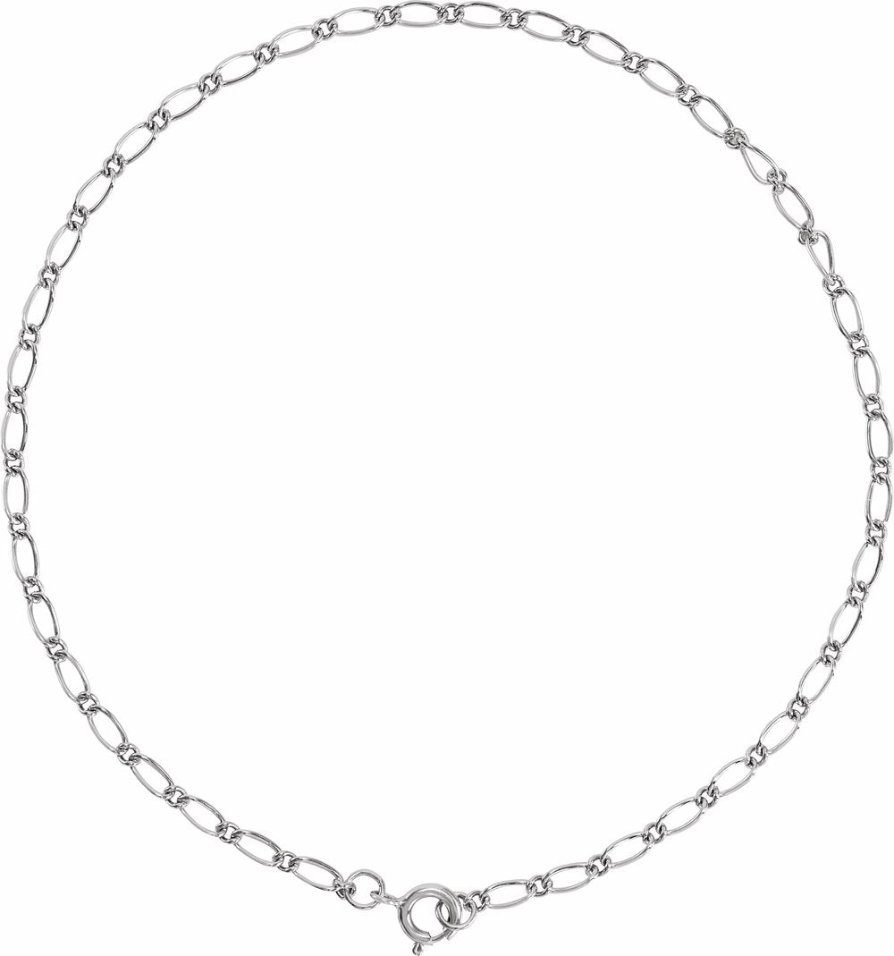 14K White 1.5 mm Figaro 7" Chain