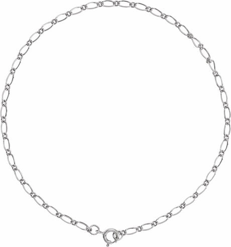 14K White 1.5 mm Figaro 7" Chain