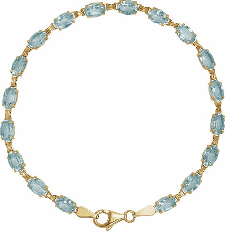 14K Yellow Gold Natural Sky Blue Topaz 7 1/4" Bracelet