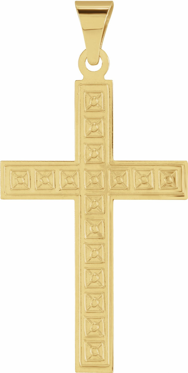 14K Yellow 28x18 mm Geometric Cross Pendant