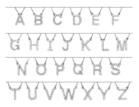 14K White Gold 1/8 CTW Natural Diamond Initial B 16" Necklace