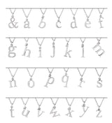 14K White Gold Lowercase Initial v 16" Necklace