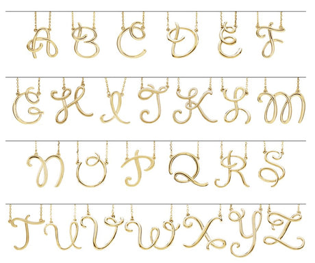 14K White Script Initial S Necklace Center