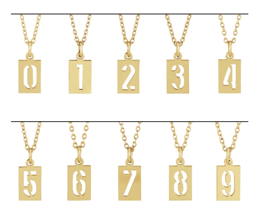 14K Yellow Pierced Numeral 7 Dog Tag Pendant