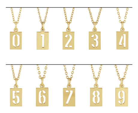 14K Yellow Pierced Numeral 7 Dog Tag Pendant