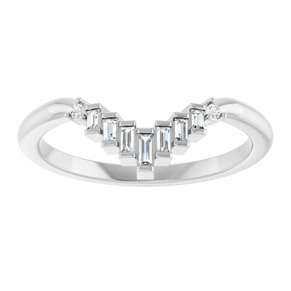 14K White Gold .08 CTW Natural Diamond Contour Band