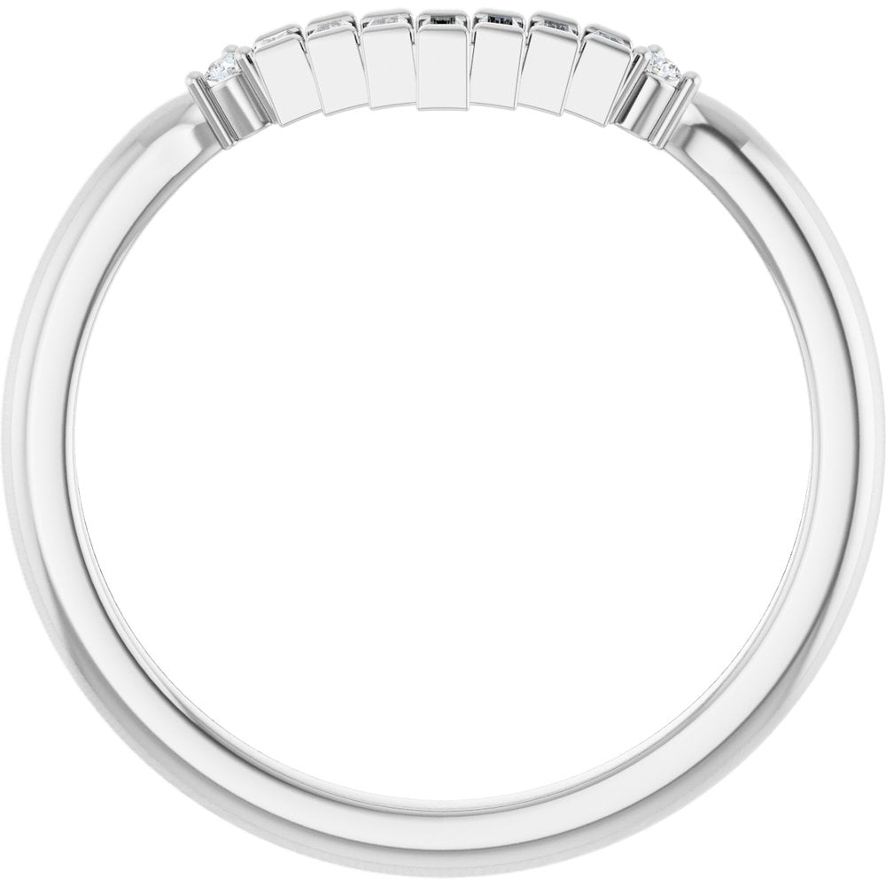 14K White .08 CTW Natural Diamond Contour Band