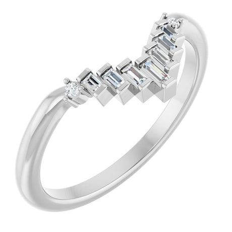 14K White Gold .08 CTW Natural Diamond Contour Band