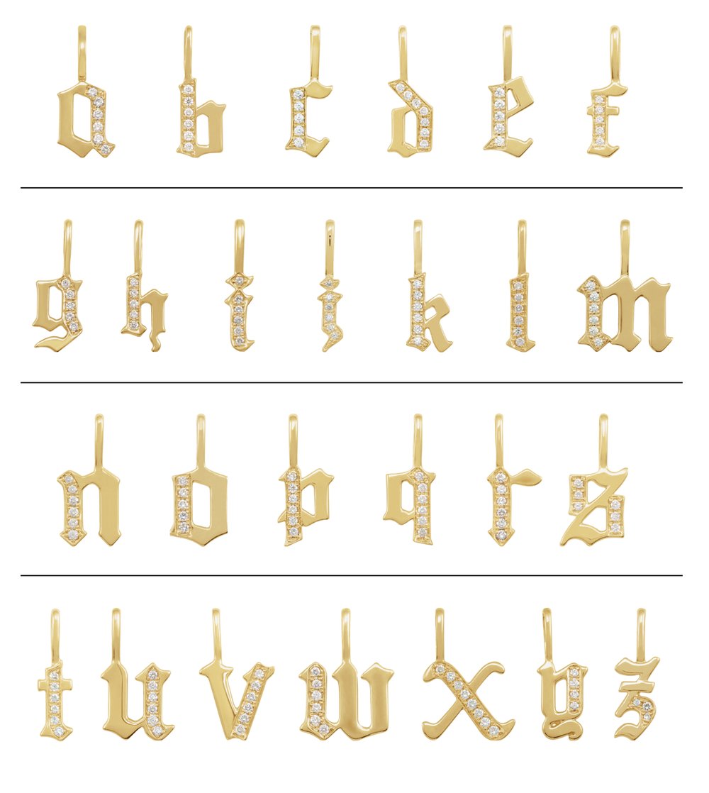14K Yellow Gold .05 CTW Natural Diamond Gothic Initial D Charm/Pendant