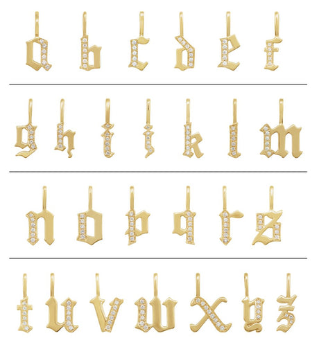 14K Yellow Gold .05 CTW Natural Diamond Gothic Initial D Charm/Pendant