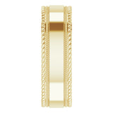 10K Yellow 7 mm Milgrain & Rope Stepped-Edge Comfort-Fit Flat Band Size 8