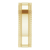 14K Yellow Gold 7 mm Milgrain & Rope Stepped-Edge Comfort-Fit Flat Band Size 8