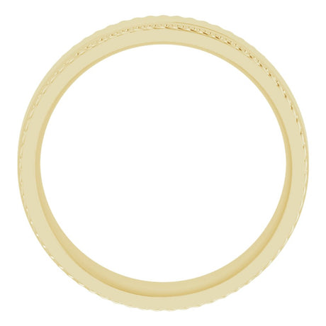 14K Yellow Gold 7 mm Milgrain & Rope Stepped-Edge Comfort-Fit Flat Band Size 8