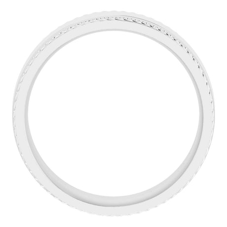 14K White Gold 7 mm Milgrain & Rope Stepped-Edge Comfort-Fit Flat Band Size 10