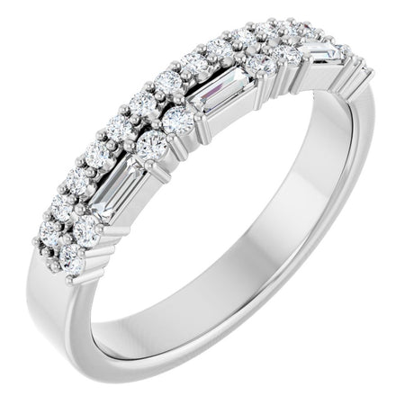 14K White Gold 1/3 CTW Natural Diamond Double Row Anniversary Band