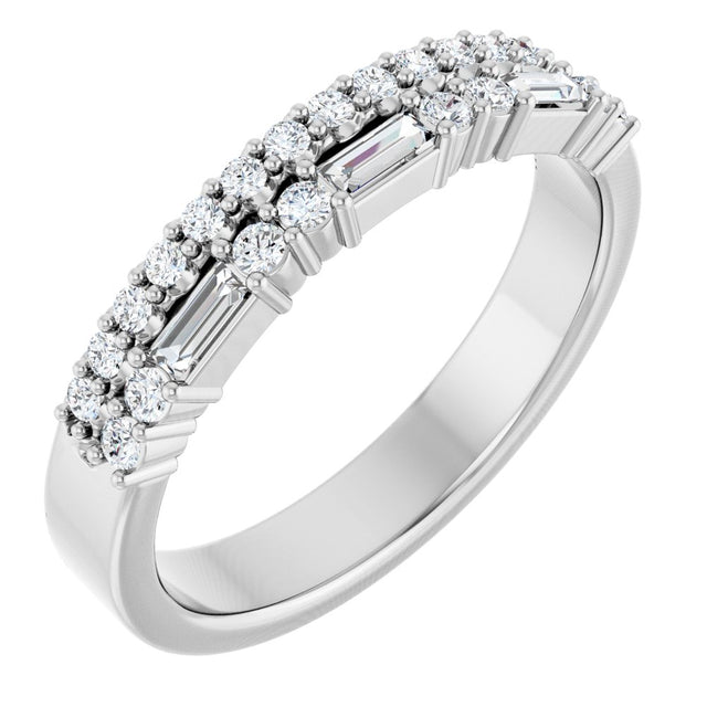 14K White Gold 1/3 CTW Natural Diamond Double Row Anniversary Band