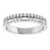 14K White Gold 1/3 CTW Natural Diamond Double Row Anniversary Band