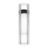 Sterling Silver 6 mm Rope & Milgrain Stepped-Edge Comfort-Fit Half Round Band Size 10