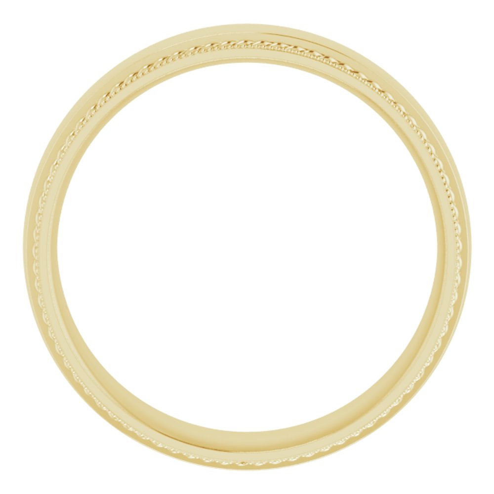 14K Yellow Gold 6 mm Rope & Milgrain Stepped-Edge Comfort-Fit Half Round Band Size 12
