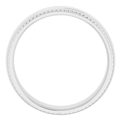 10K White Gold 6 mm Rope & Milgrain Stepped-Edge Comfort-Fit Half Round Band Size 10.5